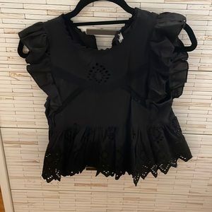 Zara black eyelet blouse